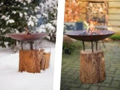 Vuurschaal Firepit Logger Medium Wooden Base -Zwembad Spul Winkel Vuurschaal Logger op houtblok