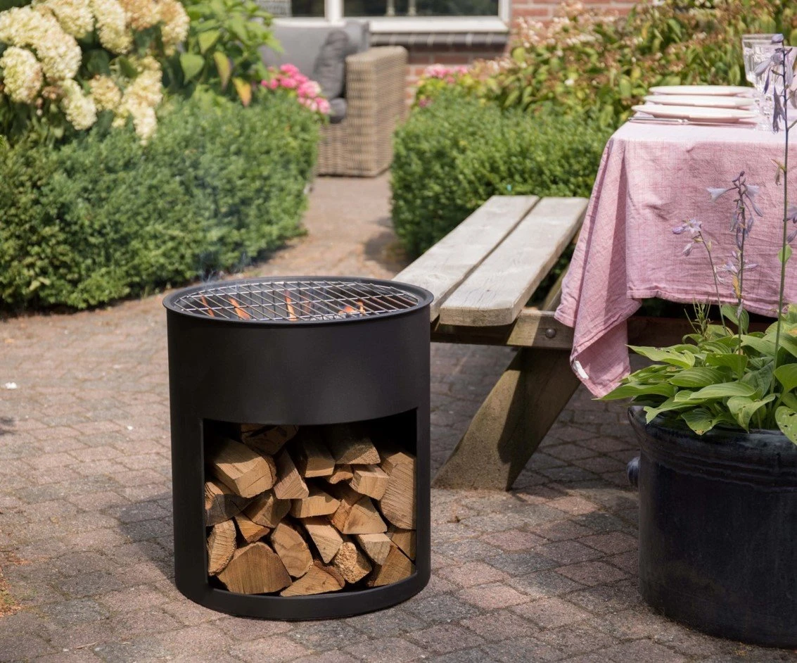 Vuurton Met Rooster En Houtopslag 45cm 2 Vuurton Met Rooster En Houtopslag 45cm - Afbeelding 2